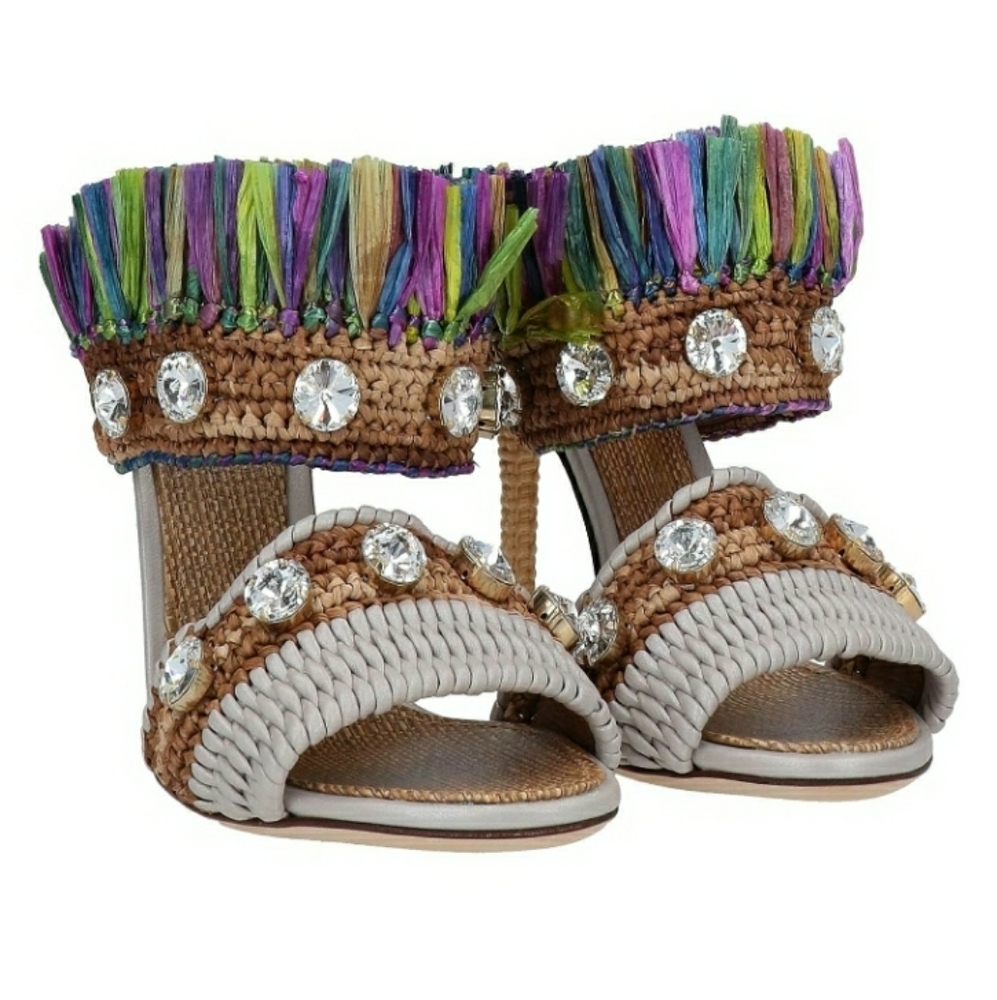 STUNNING Dolce & Gabanna Leather Open Toe Heels Sandals EU 39.5 US 9 MSRP $1,200